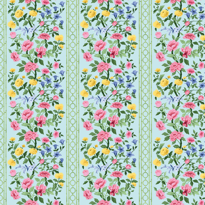 Esme Wallpaper in Pink on Duck Egg