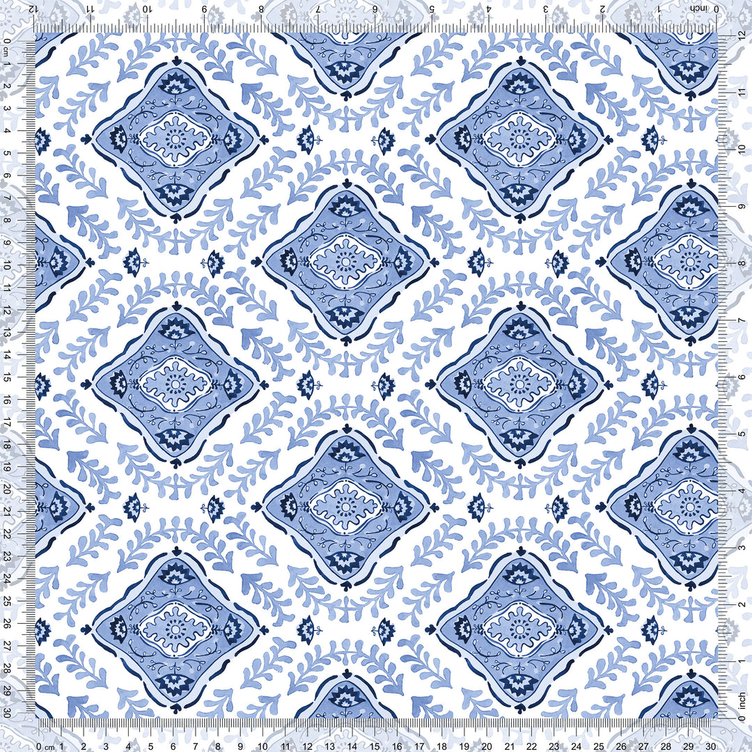 Mandalay Wallpaper in Blue