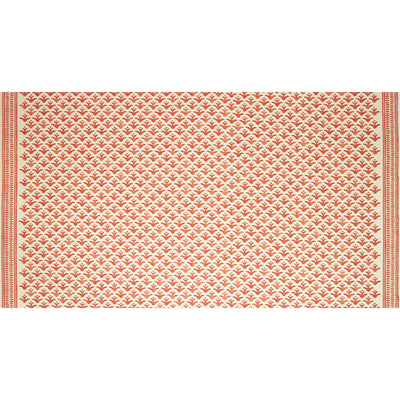 Fabric with Coral colored flower motif hand-painted with watercolours
