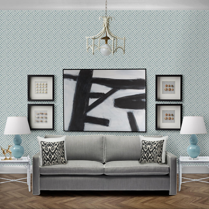 Astor Wallpaper in Sea Glass
