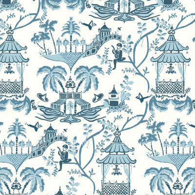 Mulberry Multi Wallpaper in Prussian Blue