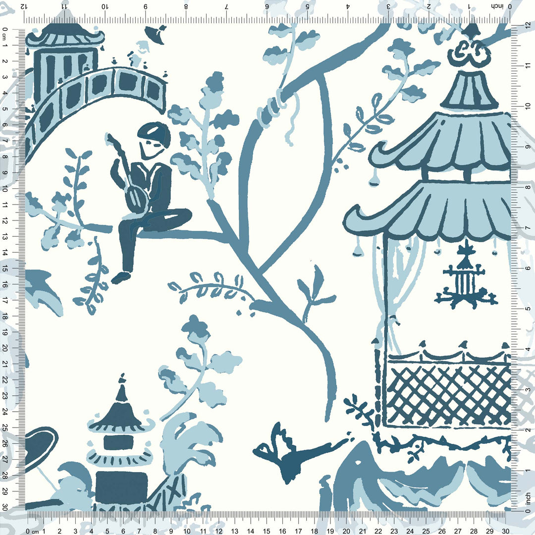 Mulberry Multi Wallpaper in Prussian Blue