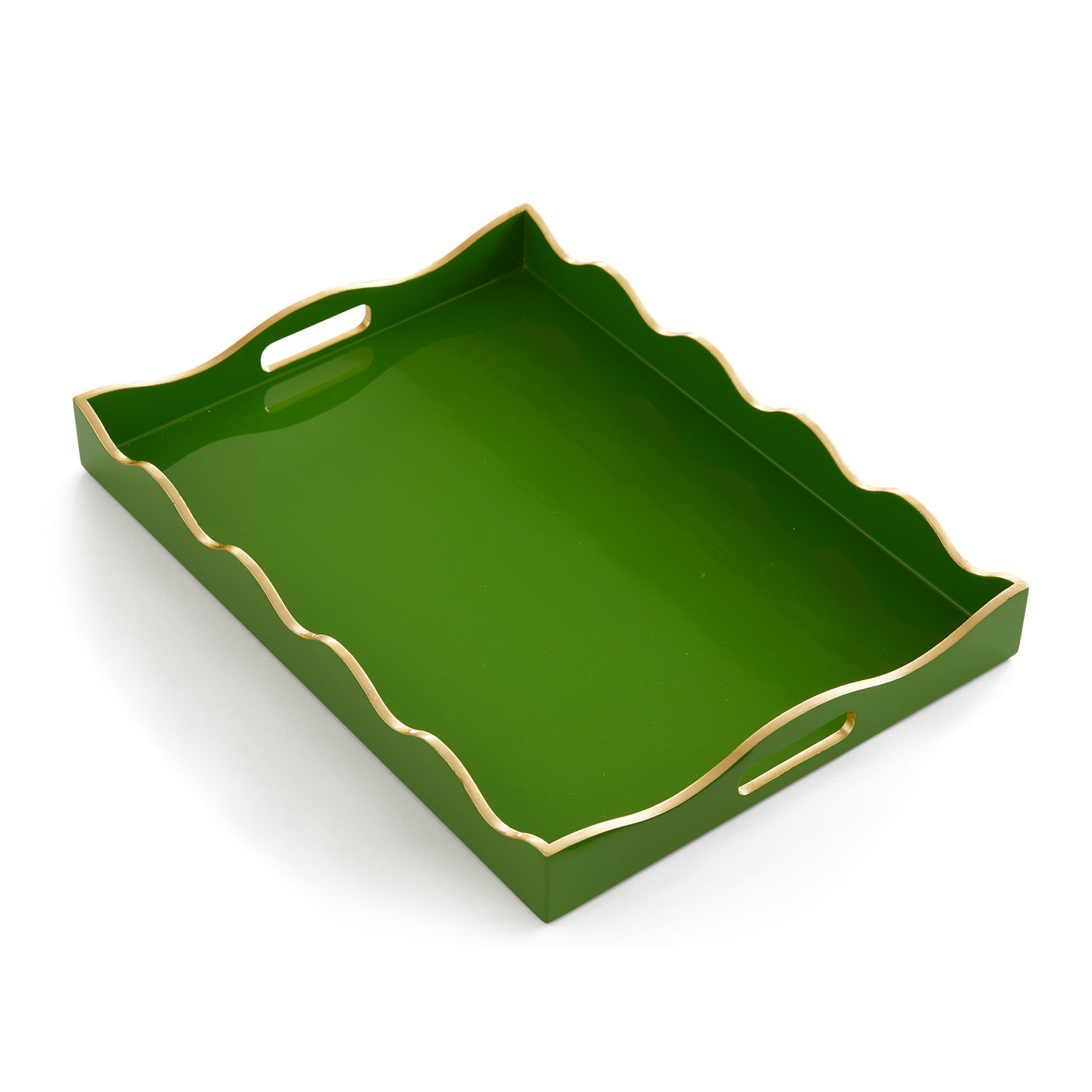 Scalloped Lacquer Tray in Peridot