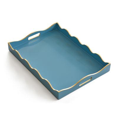 Scalloped Lacquer Tray in Sky