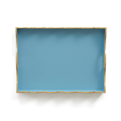 Scalloped Lacquer Tray in Sky